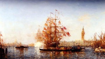 Félix Ziem Painting - Le coup de canon barco Barbizon Felix Ziem